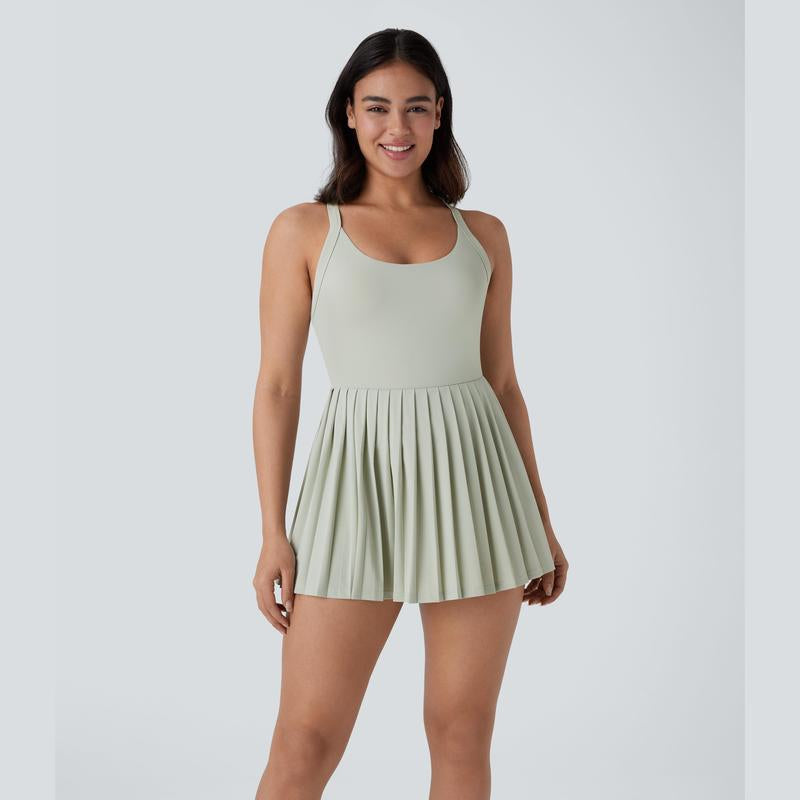 Halara Backless Twisted Pleated Cool Touch Quick Dry Mini Dance Active Dress-Easy Peezy Edition