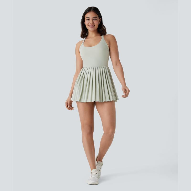 Halara Backless Twisted Pleated Cool Touch Quick Dry Mini Dance Active Dress-Easy Peezy Edition