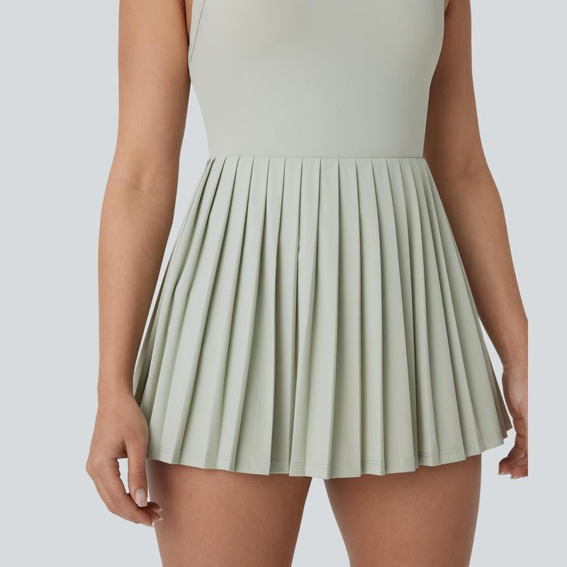 Halara Backless Twisted Pleated Cool Touch Quick Dry Mini Dance Active Dress-Easy Peezy Edition