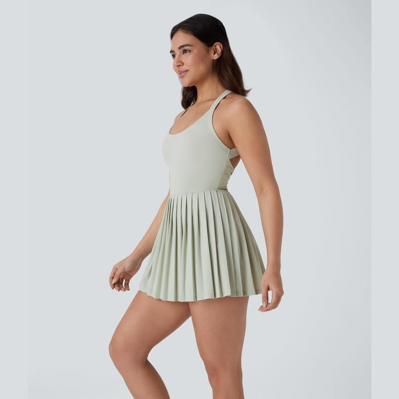 Halara Backless Twisted Pleated Cool Touch Quick Dry Mini Dance Active Dress-Easy Peezy Edition